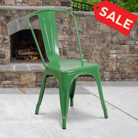 Flash Furniture CH-31230-GN-GG Green Metal Indoor-Outdoor Stackable Chair